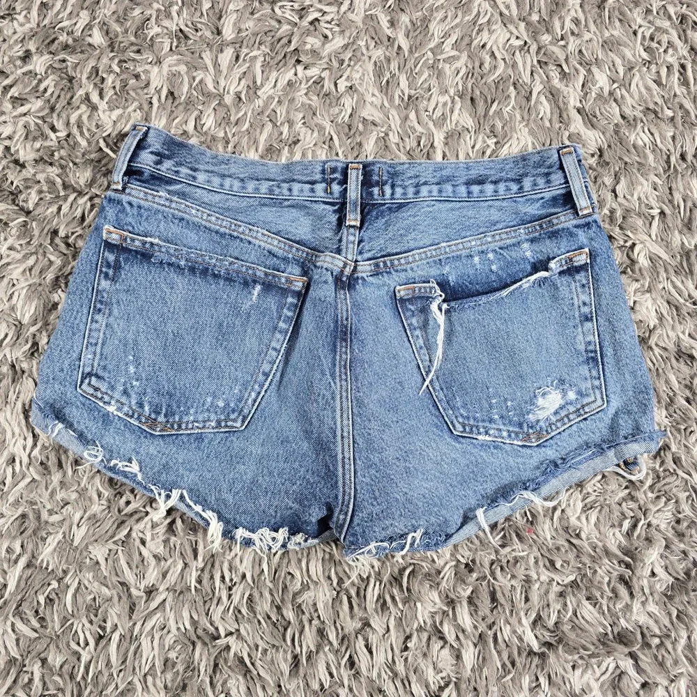 AGOLDE Parker Vintage Cutoff Distressed Denim Shorts Blue Size 30 A026E-811
